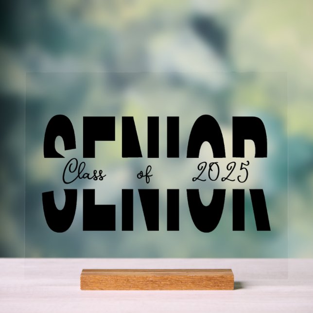 Panneau En Acrylique Classic noir Senior personnalisé (Neutre)