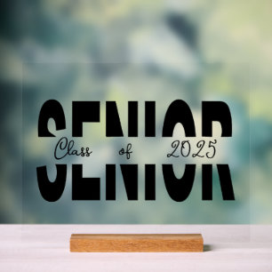 Panneau En Acrylique Classique noir Senior personnalisé