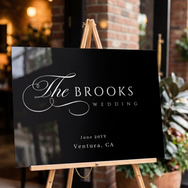 Panneau En Acrylique Classy Calligraphic Black Wedding (Créateur téléchargé)