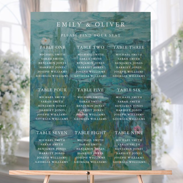 Panneau En Acrylique Claude Monet Water Lilies Mariage Seating Chart (Créateur téléchargé)