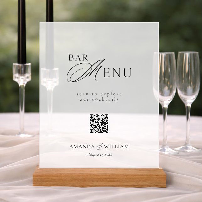 Panneau En Acrylique Clear Acrylic QR Code Bar Menu Sign (Créateur téléchargé)