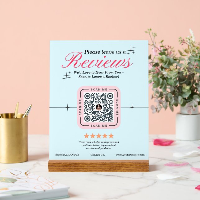 Panneau En Acrylique Client - Code QR féminin rose personnalisé (Mariage)