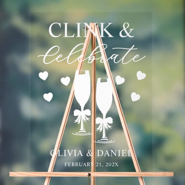 Panneau En Acrylique Clink & Celebrate Wedding Reception (Neutre)