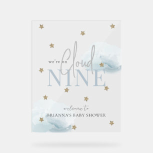 Panneau En Acrylique Cloud 9 Gold Stars Aquarelle Baby shower Bienvenue