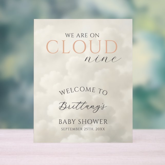 Panneau En Acrylique Cloud Nine Clouds Baby Shower Welcome (Neutre)