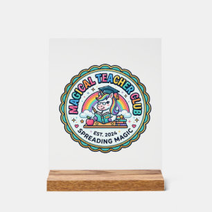Panneau En Acrylique Club de professeur magique de licorne drôle cadeau