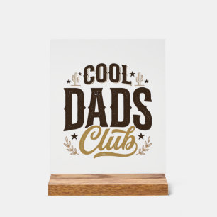 Panneau En Acrylique Club des papas cools conception de chemise vintage