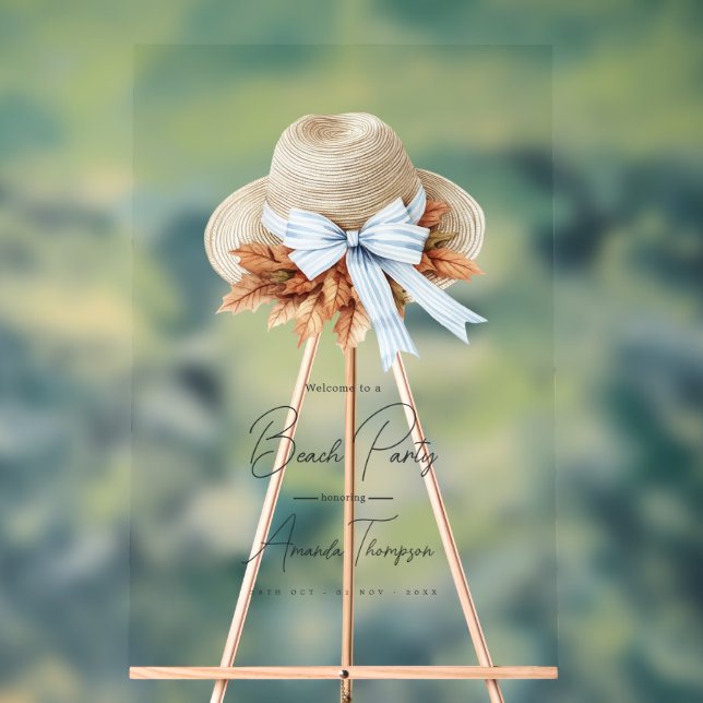 Panneau En Acrylique Coastal Chic Autumn  Fall Beach Club Party Welcome (Neutre)