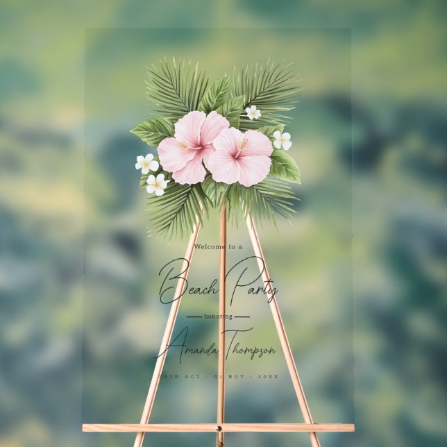 Panneau En Acrylique Coastal Chic Transparent Beach Party Welcome (Neutre)