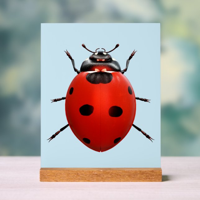 Panneau En Acrylique Coccinelle Chanceuse (Neutre)