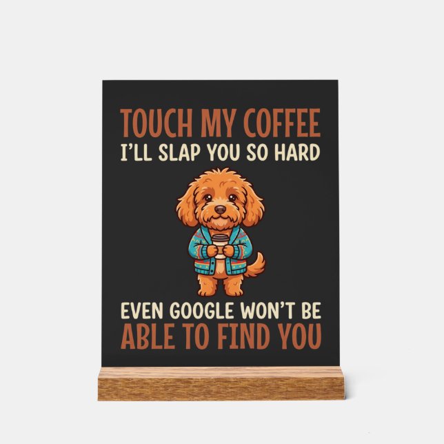 Panneau En Acrylique Cockapoo Amusant Amateur de Café (Recto)