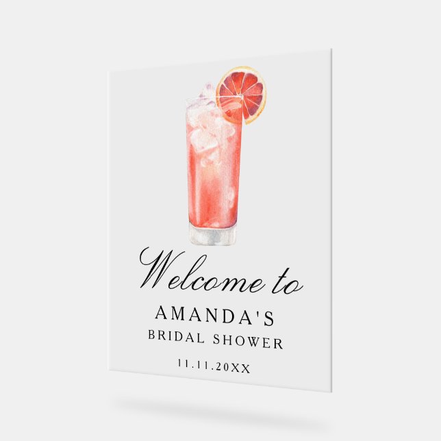 Panneau En Acrylique Cocktail Citrus - bridal shower welcome sign (Angle)