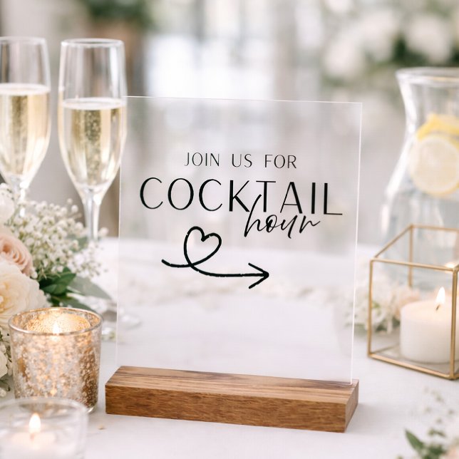 Panneau En Acrylique Cocktail Hour Wedding Sign Printable – Elegant  (Créateur téléchargé)