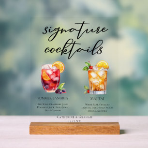 Panneau En Acrylique Cocktails Chic de Plage Sangria d'Été Mai Tai