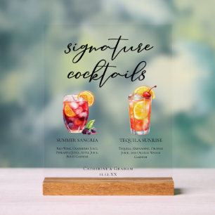 Panneau En Acrylique Cocktails de jardin Tequila Sunrise Sangria d'été