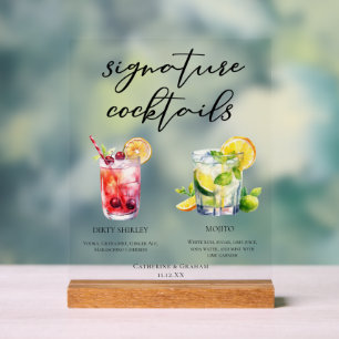 Panneau En Acrylique Cocktails de mariage signature Dirty Shirley Mojit