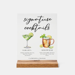 Panneau En Acrylique Cocktails de signature de mariage Margarita Moscow