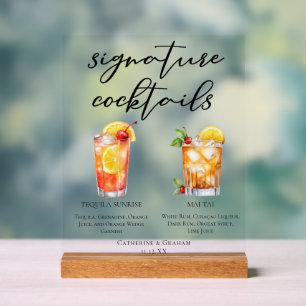 Panneau En Acrylique Cocktails de signature de plage Tequila Sunrise Ma