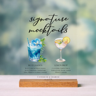 Panneau En Acrylique Cocktails sans alcool Blue Lagoon Lemon Drop Pool 