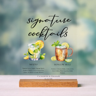 Panneau En Acrylique Cocktails Signature Classiques Mojito Moscow Mule