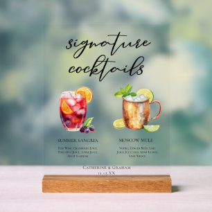 Panneau En Acrylique Cocktails Signature Été Sangria Moscow Mule