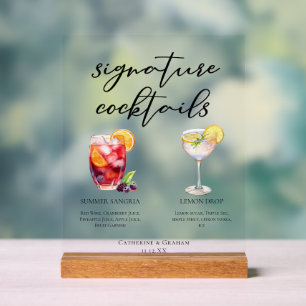Panneau En Acrylique Cocktails Signature Fruité Sangria Lemon Drop