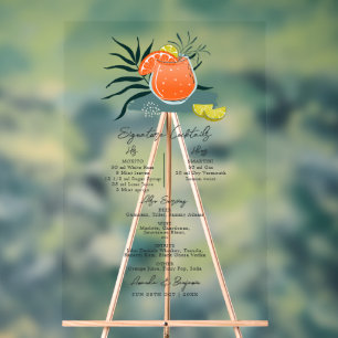 Panneau En Acrylique Cocktails Signature Mariage Italien Transparent