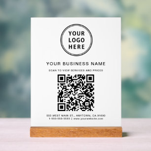 Panneau En Acrylique Code et logo QR d'entreprise blanc