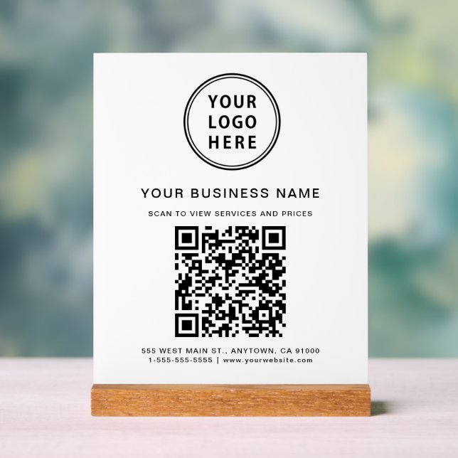Panneau En Acrylique Code et logo QR d'entreprise blanc (Neutre)