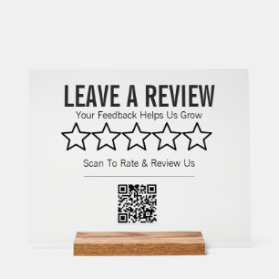 Panneau En Acrylique Code QR Acrylique Minimaliste pour laisser un avis