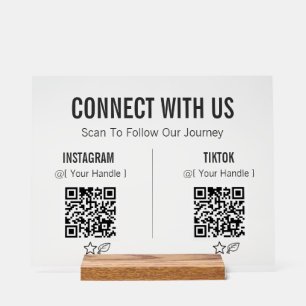 Panneau En Acrylique Code QR Acrylique Minimaliste Suivez-nous sur les