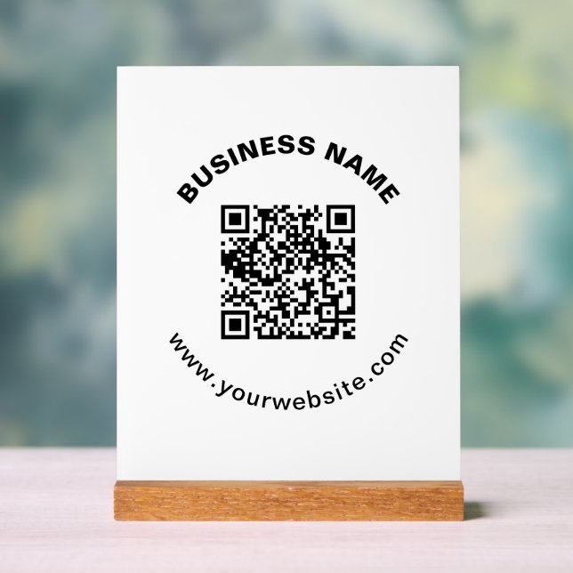 Panneau En Acrylique Code QR avec nom d'entreprise Texte circulaire gra (Neutre)