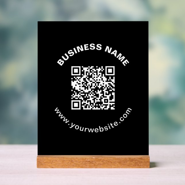Panneau En Acrylique Code QR avec nom d'entreprise Texte circulaire gra (Neutre)