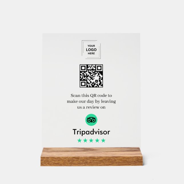 Panneau En Acrylique Code QR Avis Tripadvisor Style Tablette Acrylique (Recto)