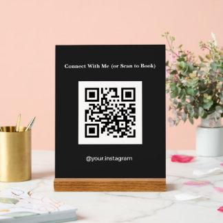 Panneau En Acrylique Code QR Charbon de Réservation pour Esthéticienne