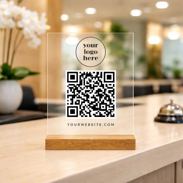 Panneau En Acrylique Code QR commercial et site web  | logo (Créateur téléchargé)