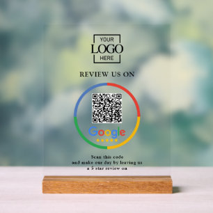 Panneau En Acrylique Code QR d'avis Google promotionnels modernes pour