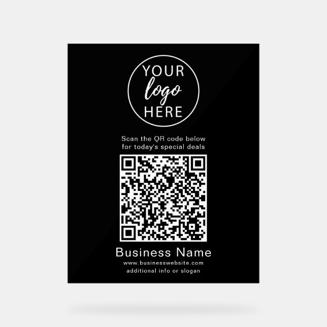 Panneau En Acrylique Code QR de logo d'entreprise personnalisé simple (Recto)