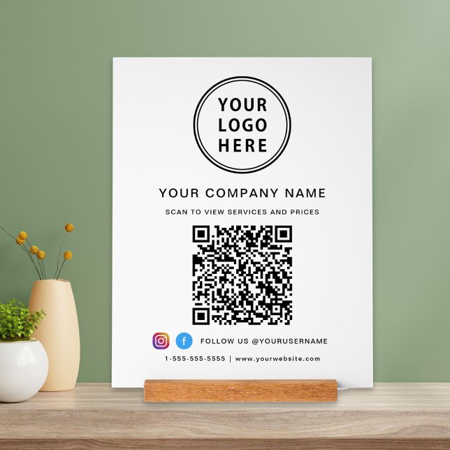 Panneau En Acrylique Code QR de logo d'entreprise sur fond blanc pour l (Créateur téléchargé)