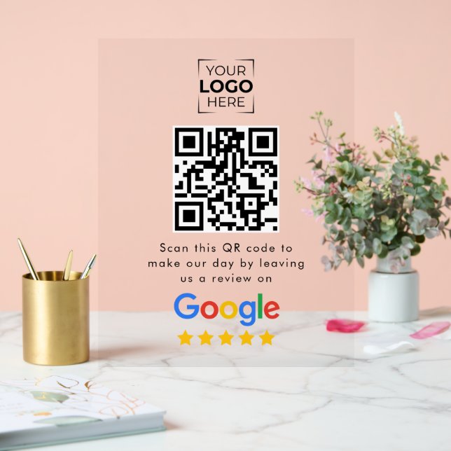 Panneau En Acrylique Code QR de révision de l'entreprise Google Review  (Mariage)