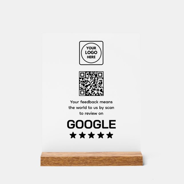 Panneau En Acrylique Code QR de révision Google | Affichage moderne pou (Recto)