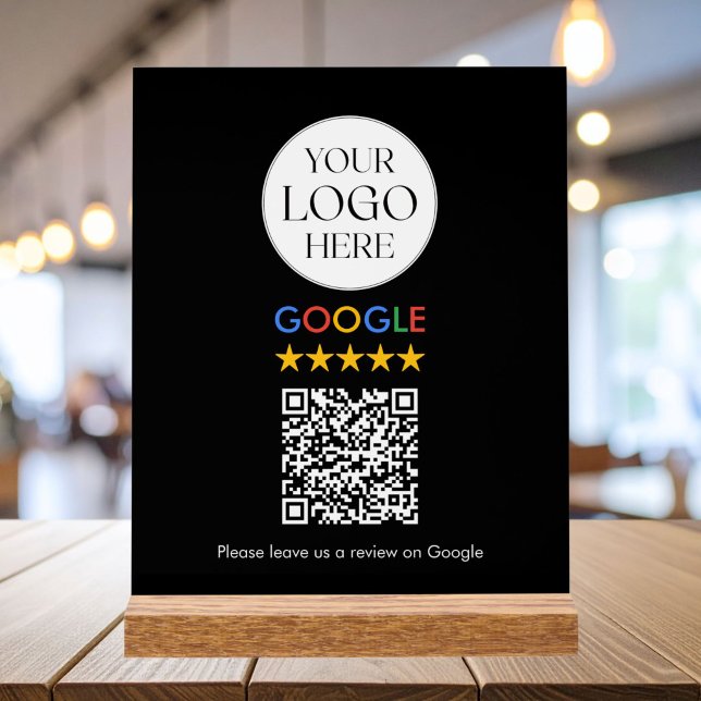 Panneau En Acrylique Code QR de révision Google avec logo d'entreprise  (Créateur téléchargé)