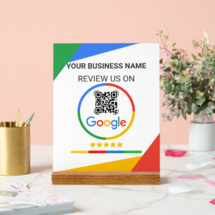 Panneau En Acrylique Code QR de révision Google blanc moderne