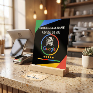 Panneau En Acrylique Code QR de révision Google noir moderne