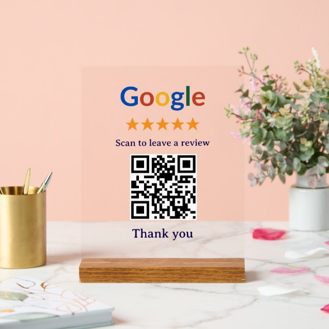 Panneau En Acrylique Code QR de révision Google pour entreprise profess (Mariage)