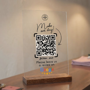 Panneau En Acrylique Code QR de révision sociale Google pour entreprise