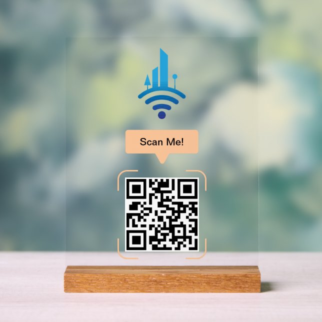 Panneau En Acrylique Code QR de Wi-Fi gratuit simple (Neutre)