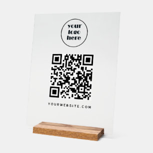 Panneau En Acrylique Code QR d'entreprise et site Web   logo