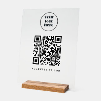 Panneau En Acrylique Code QR d'entreprise et site Web | logo