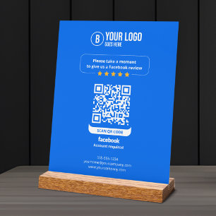 Panneau En Acrylique Code QR des avis Facebook Évaluez mon entreprise 5